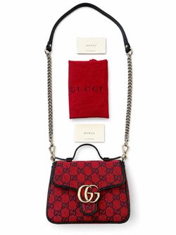 Gucci GG Marmont Mini Top Handle Bag diagonal matelassé GG canvas