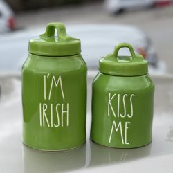 Rae Dunn I am Irish & Kiss me canisters set of 2