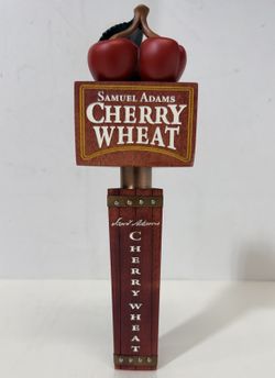 Samuel Adams Cherry Wheat beer tap handle with prominent red cherry decoration on top