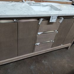 Clearance 60inch Double Sink Bathroom Vanity With Top Backsplash And Sink Included 