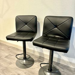 2 Modern Black Leather Barstool Chairs! 🔥