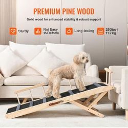 New-Premium Pine Wood Adjustable Dog Ramp