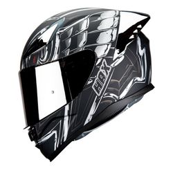 HAX Onix Full Face DOT Helmet – Matte Black/Silver –Size Large