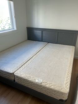 Free Gray King Bed frame and Box Springs