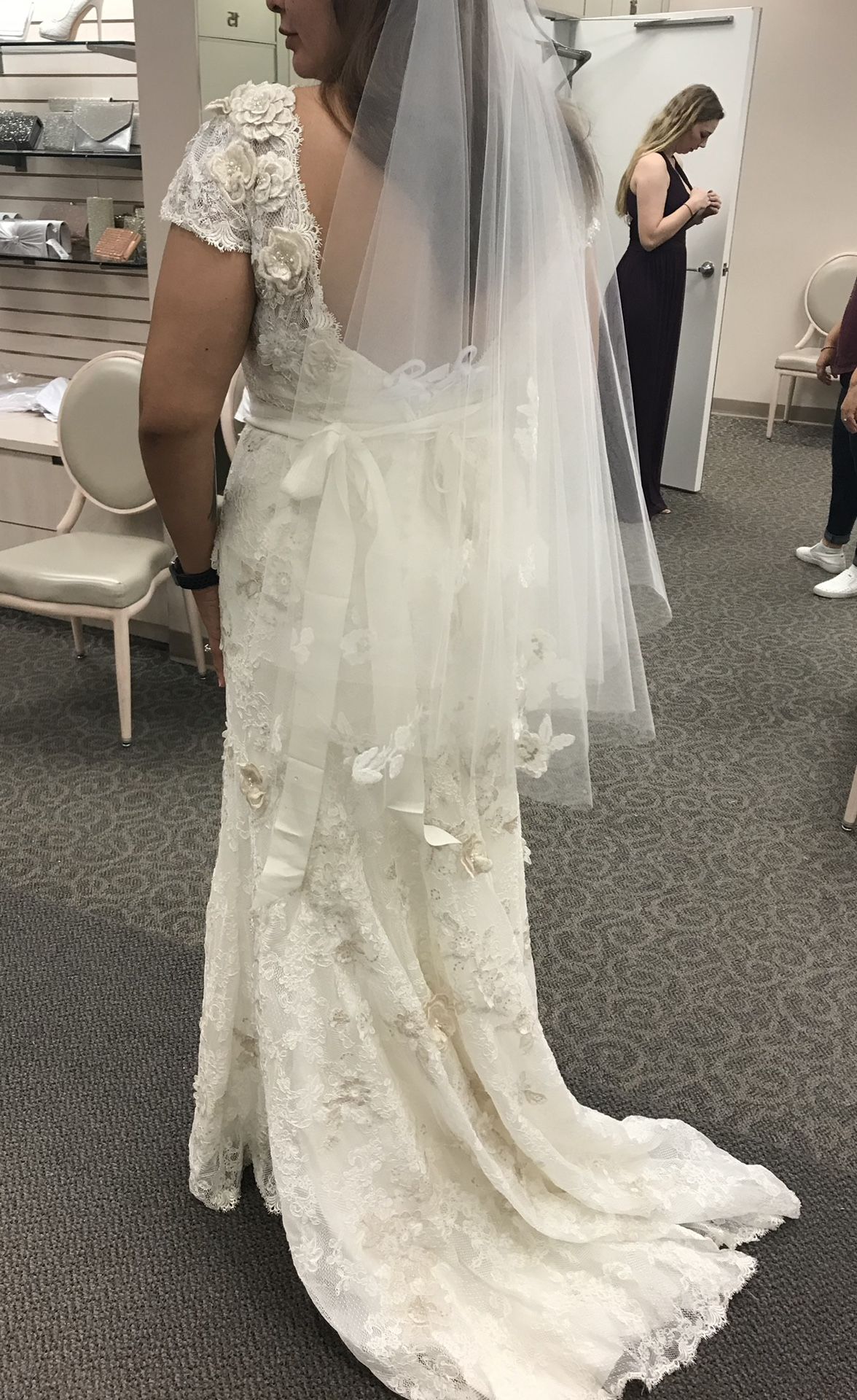 Melissa Sweet 3D Cap Sleeve Wedding Dress
