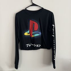 PlayStation Long Sleeve Cropped Top Graphic T