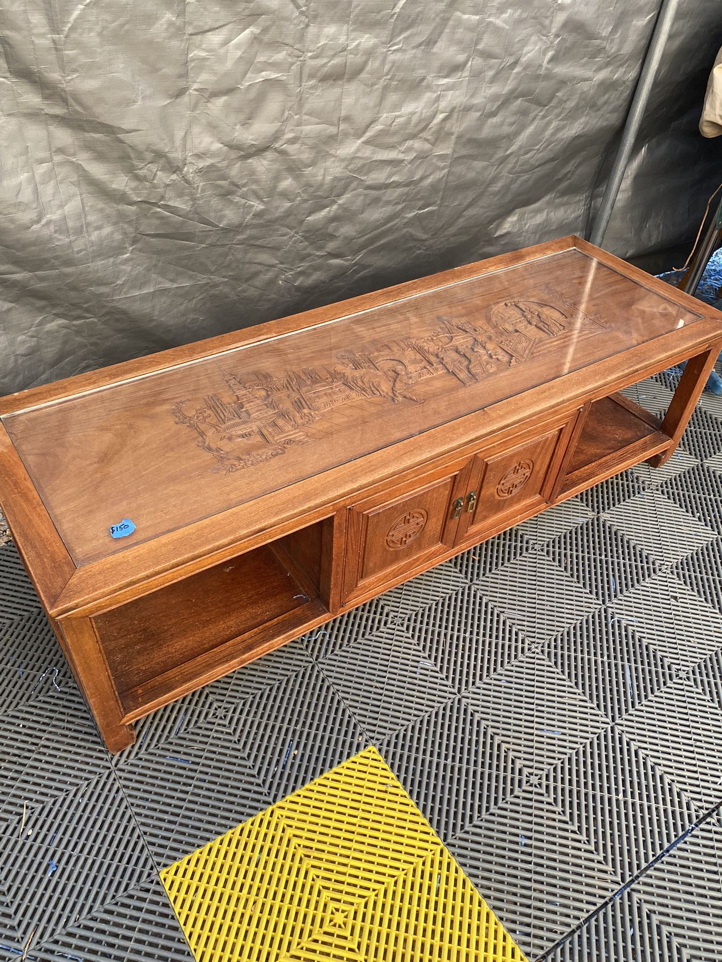 Rosewood Hand Carved Vintage Coffee Table From Tokyo