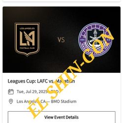 LAFC vs. Mazatlan FC Leagues Cup  2 Tickets For 7/29/25 Section 227 Row E $50 Each