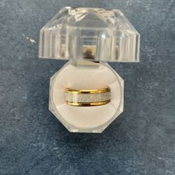  1pc/2pcs Fashion Golden Alloy Inlaid Rhinestone Rings, Engagement Ring Wedding Ring Couple Ring