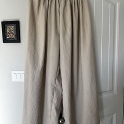 Super wide and long summer beige linen pants