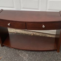 Heavy Espresso Wood Console Table with Drawers and Shelf 50x17.5x30.5