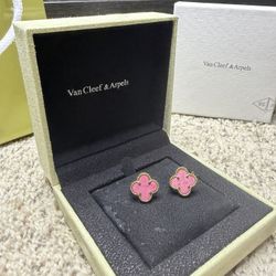 Van Cleef Pink And Gold Earrings