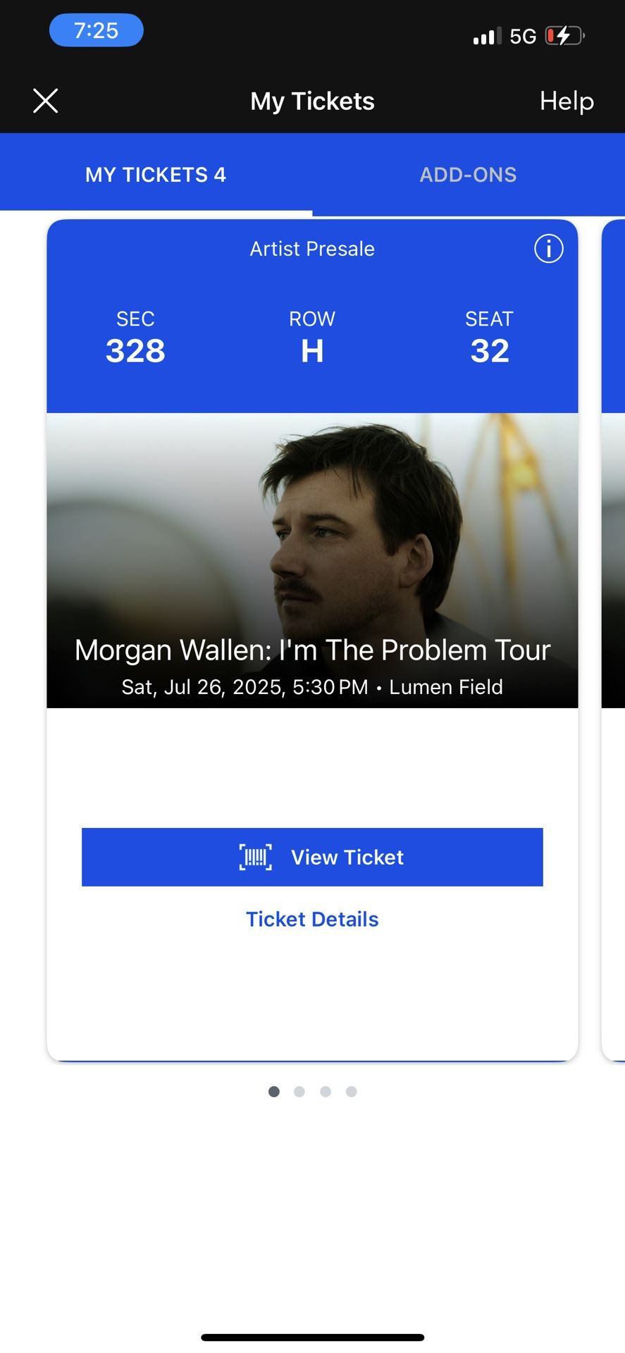 Morgan Wallen Concert Seattle July 26th 5:30 Face Value