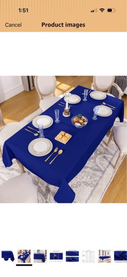 Waterproof Wrinkle Free Polyester Square6 pcs Table Cloths, Spillproof Washable Rectangular Table Cover for Party, Banquet (2 Pcs)
