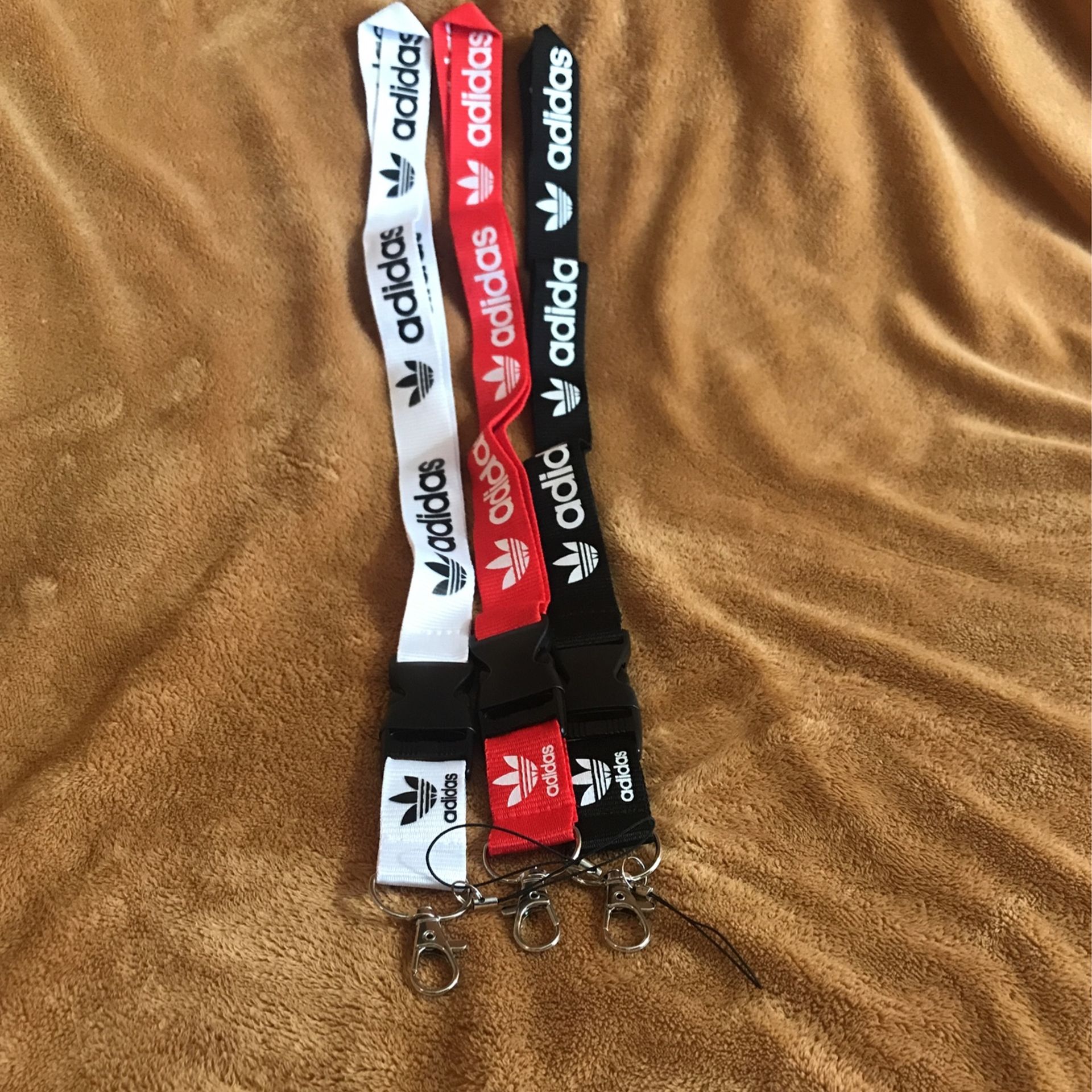 Adidas lanyards X 3 - WHI, RED & BLACK, OS