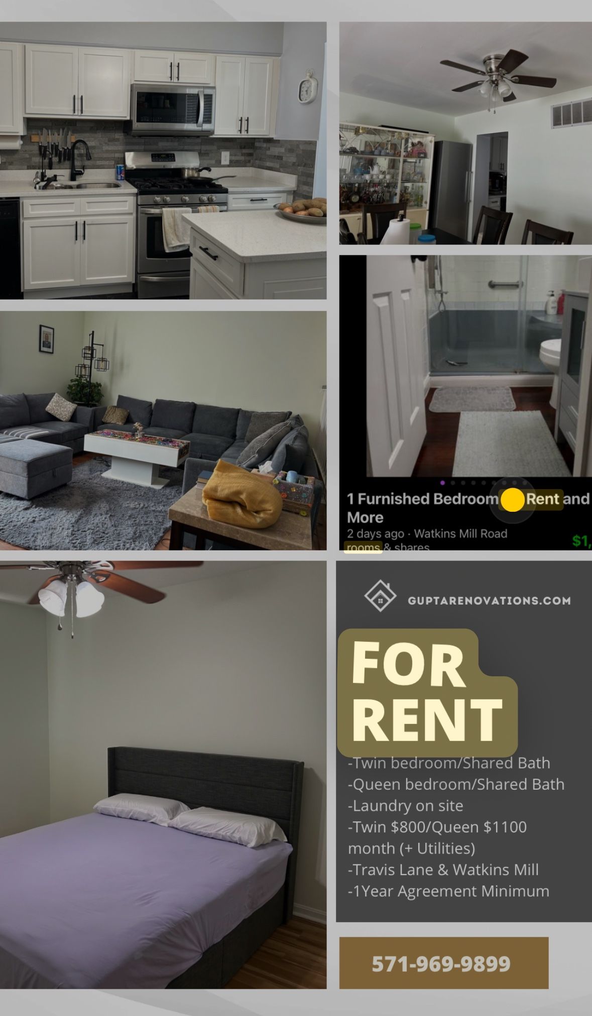 Furnished Master bedroom with private shower