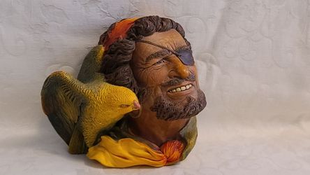 Bossons Pirate with Parrot Chalkware Wall Plaque Congleton England