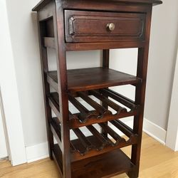 Dark Wooden Wine Rack Standing Storage Furniture