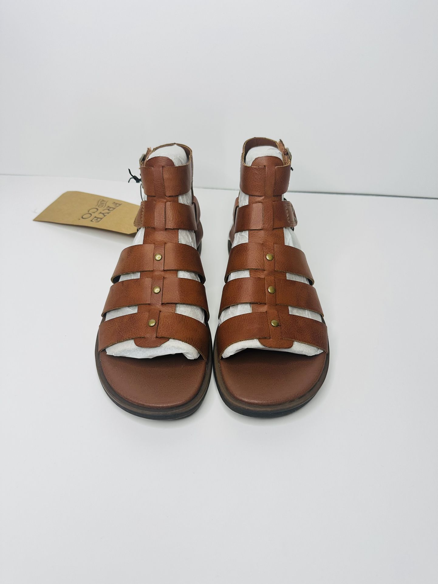 Frye and Co Womens Dahlia Ankle Strap Gladiator Sandals Size 6.5 Cognac Brown Brand new with box/ no lid Fast shipping