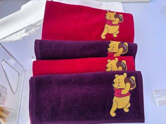 Winnie the Pooh Football Hand Towels – Red or Maroon