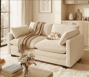 NEW IN BOX Cream Corduroy 3-Seater Sofa