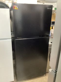 New Midea color black top freezer 18 cu ft-30 width/27” depth/66” height