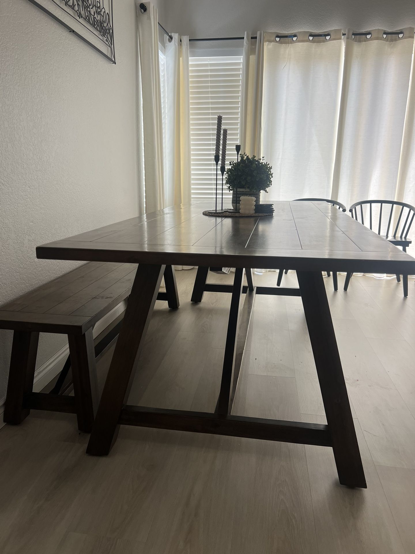 Farmhouse Dining Table With Bench