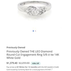 Previously Owned THE LEO Diamond Round-Cut Engagement Ring 5/8 ct tw 14K White Gold