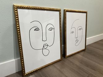 Abstract Figure Line Drawing Wall Art