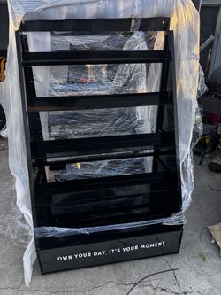 Black 5-Tier Retail Display Shelf / Freestanding Retail Gondola Display