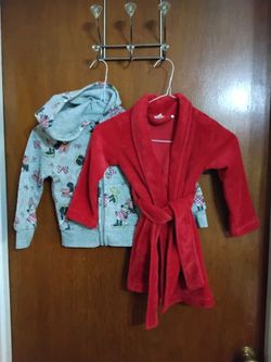 Kids Minnie Mouse Hoodie and Red Fleece Robe. 4T both for