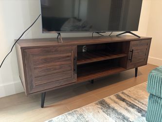 Mid-Century Modern TV Stand with Cabinet Doors