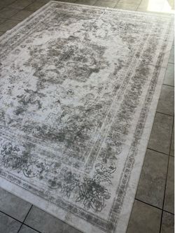 Unique vintage rugged pattern grey tone machine washable area rug - new - 9x12 feet - G99