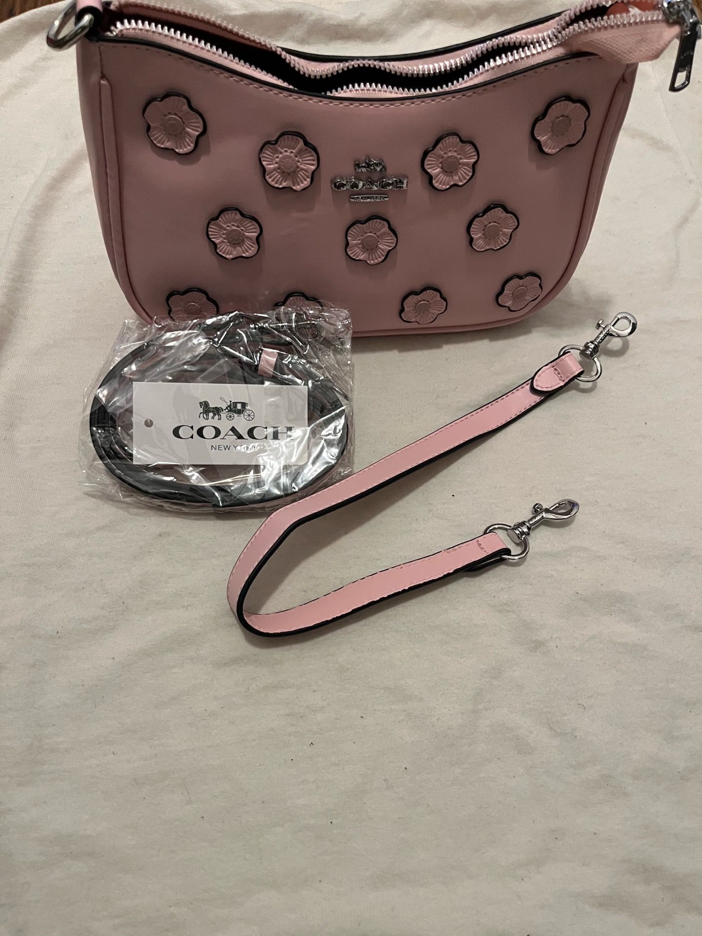 Coach Teri Shoulder Bag with Floral Appliqué.