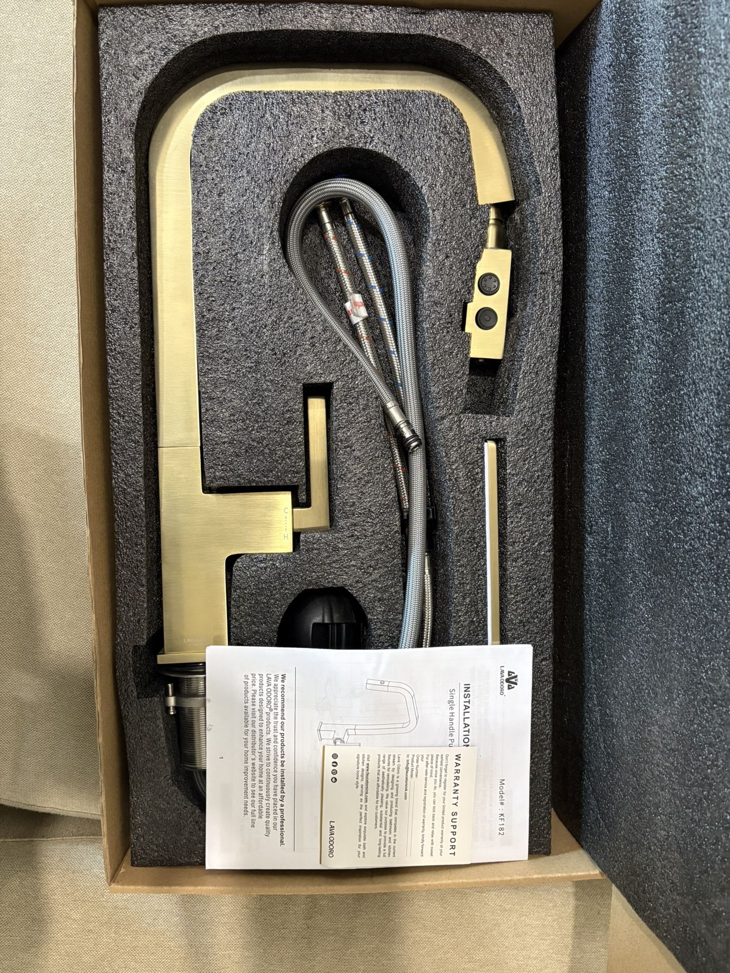 Lava Odoro Champagne Gold Kitchen Faucet with Pull Down Sprayer, Bronze Gold Single Handle Kitchen