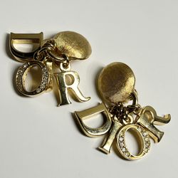 vintage Christian Dior clip-on dangle earrings gold-plated