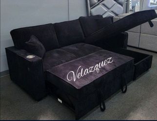 ✅️✅️Black Convertible Sectional W/ Cup Holder & W/ USB Port✅️✅️
