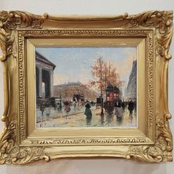 Henri Alexis Schaeffer Signed Oil on Canvas Paris Street Scene 16x14 French Art