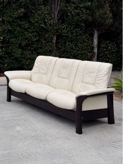 FREE DELIVERY 🚚  Ekornes Stressless Buckingham White Leather Reclining Sofa Couch