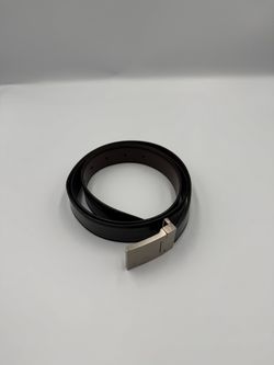 Salvatore Ferragamo Men’s Black Leather Belt Silver Buckle Made in Italy 42”