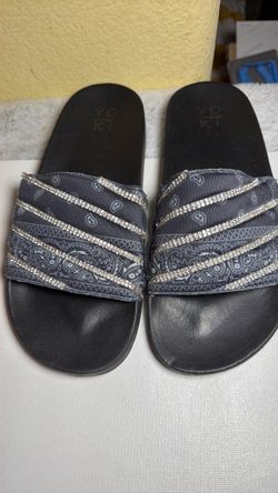 Yoki Bandana Print Rhinestone Slide Sandals