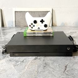 Xbox One X 1TB Console with Controller Cables & 2 Games