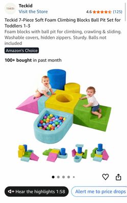 Teckid 7-Piece Soft Foam Climbing Blocks Ball Pit Set