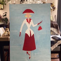 Canvas Wall Art -A lady an a Red Dress