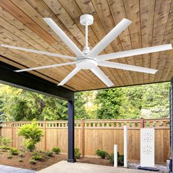 Breezary 65 Inch Ceiling Fans without Light, Modern Farmhouse Ceiling Fan Remote Control, Quite DC Motor, 8 Reversible Blades, 6-Speed, Timer Function