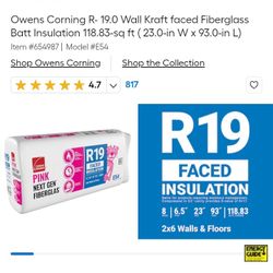 (3) *new* Owens Corning R- 19.0 Wall Kraft faced Fiberglass Batt Insulation 