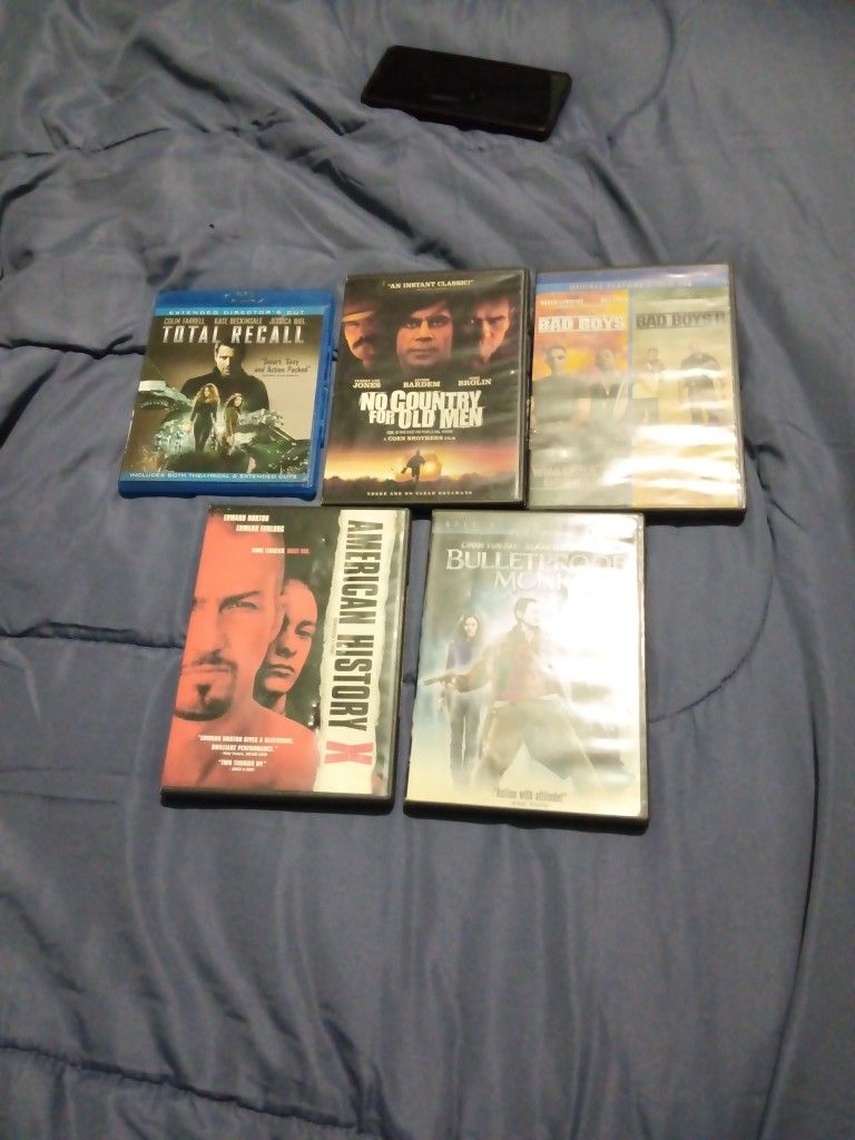 Bad Boys 1 & 2, No Country For Good Men, American History X, Bulletproof Monk and Total Recall