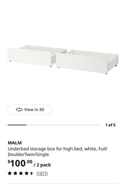 4 IKEA MALM Underbed Storage Boxes