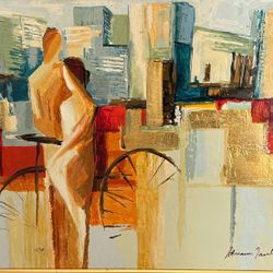 Adriana Naveh Original Acrylic Painting On Canvas Framed Portrait Large Artwork