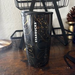 Starbucks cup 12 oz black and gold hot cup non microwaveable